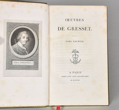 null GRESSET. OEUVRES. PARIS, RENOUARD, 1811. Deux volumes, in-8, de LXXII pp., 383...