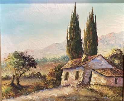 null École moderne, Paysage de Provence. 

Huile sur toile.

46 x 58 cm.