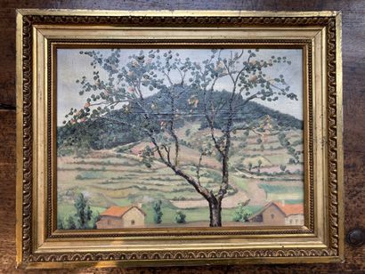 null FAVIER Pierre (Attribué à) (1899-1969). 

Vue de paysage à l'arbre en fleurs....