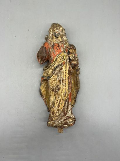 null Sculpture en bois laqué figurant le Christ debout bénissant. 

XVIIIème siècle....
