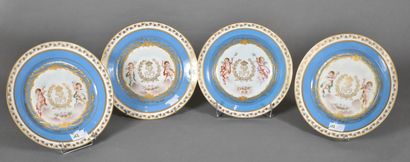 null IN THE TASTE OF SEVRES

Suite of three dinner plates and a soup plate, in porcelain...
