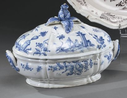 LYON 
Oblong covered earthenware tureen with...