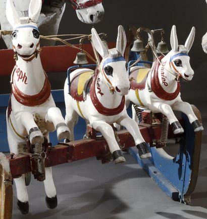 null Three small donkeys " Daniel, Robert, Joseph " of carousel mounted on a yoke,...