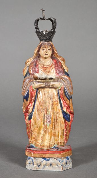 Vierge à l'Enfant, bois sculpté, polychromé...