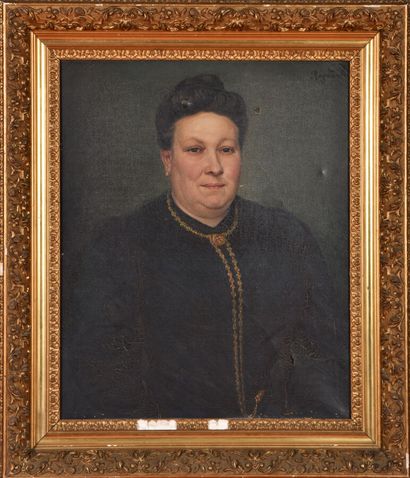 null REGNAULD (XIXème siècle).

Portrait de dame à la chaine en or.

Huile sur toile.

Signé...