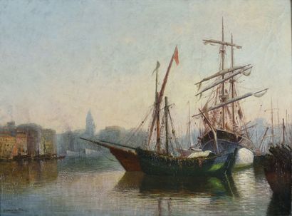 null Léon Jean GIORDANO DI PALMA (1886- ?).

Grands voiliers dans un port (Marseille...