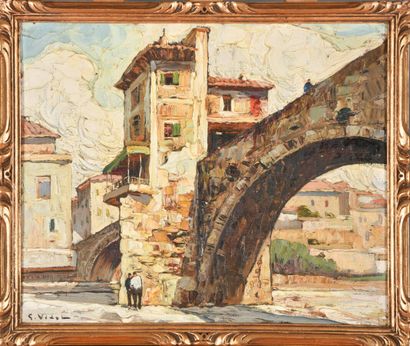 Gustave VIDAL (1895-1966). 
Pont de Sospel,...
