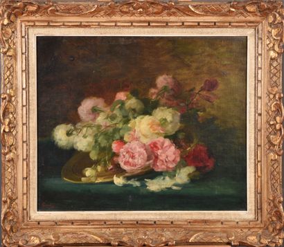 André PERRACHON (1827-1909). 
Roses dans...