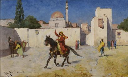 null Charles MONTLEVAULT (c.1835-1897)

Cavalier devant la mosquée.

Huile sur carton.

Signé...