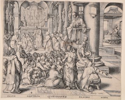  Johan WIERIX (c.1549-c.1615) 
Scène religieuse. 1571 
Eau-forte et burin d'après...