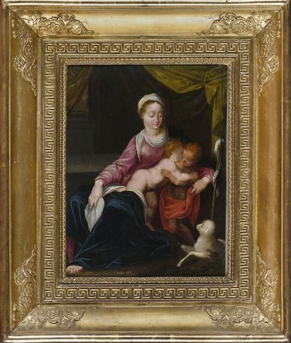  CALVAERT Denys (Ecole de) 
Anvers 1540 - Bologne 1619 
Vierge à l'Enfant avec le...