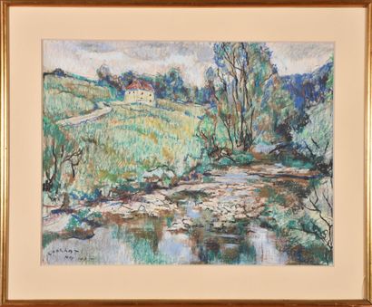 Louis CHARRAT (1903-1971). 
Paysage à l'étang,...
