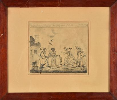  D'après H.W. BUNBURY (1750 - 1811) 
The Judgment of Paris 
Planche de caricature...