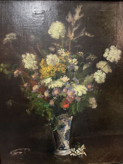 null Ecole française de la fin du XIXème siècle.

Vase fleuri.

Huile sur toile.

93...
