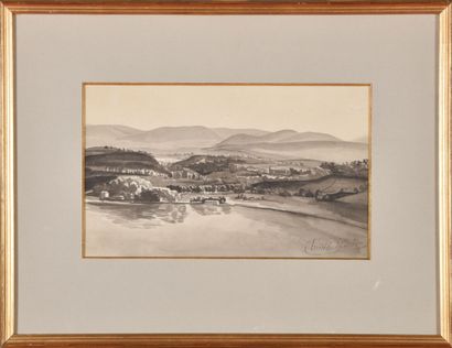null Claude Antoine PONTHUS CINIER (1812-1885).

Vallée en Italie.

Lavis d'encre...