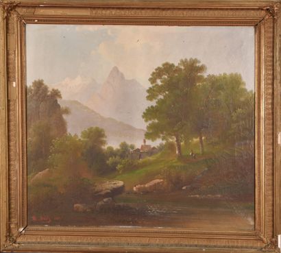 null M. BAILY (fin du XIXème siècle).

Paysage en montagne, 1883.

Huile sur toile.

Signé...