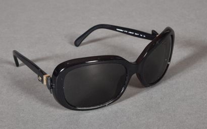 CHANEL. Pair of sunglasses, black acetate...