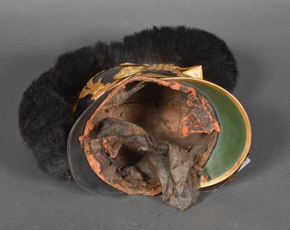 null Helmet of the CHEVAU LEGERS of the MILITARY HOUSE of the KING, leather and fabric...