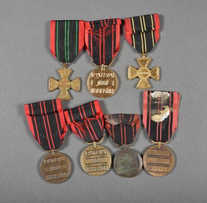 null France. Medals of the RESISTANCE (5) and cross of the Voluntary Combatant of...