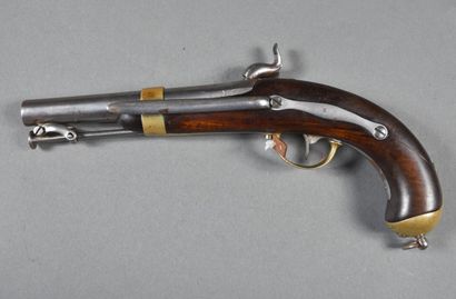 null Marine pistol 1837, 2nd modification with stock flange, lock "MRE R. DE CHATELLERAULT"...