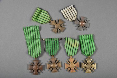null France. Croix d Guerre 1939/1940 à rubans vert/noir, lot de 6.