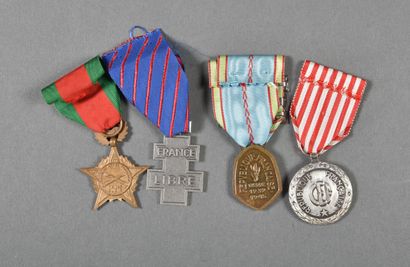 null France. Médailles de la France Libre, du CEF d'ITALIE, de la 1°Armée, commémorative...