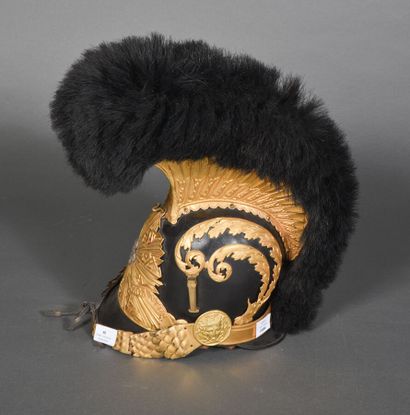 null Helmet of the CHEVAU LEGERS of the MILITARY HOUSE of the KING, leather and fabric...