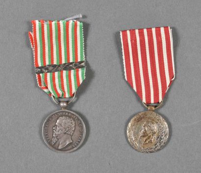 null France. Médailles d'Italie 1859, argent, signée BARRE, (1), et médaille de l'INDEPENDANCE...