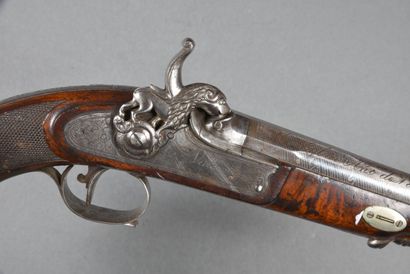 null Pair of percussion pistols with front locks signed "VIDARTE", magnificent side...