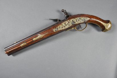 Pistolet d'arçon à silex, à canons (30 cm)...
