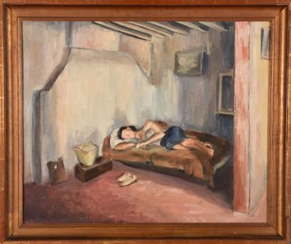 Alice KOHN (1902-1990). 
Modèle endormi dans...