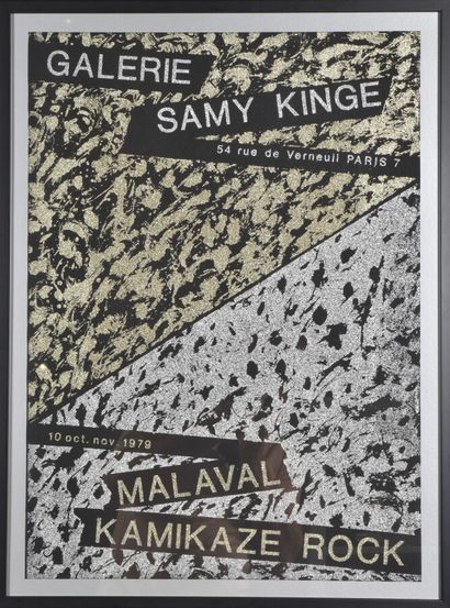  Robert MALAVAL (1937-1980). 
Kamikaze Rock, 1979. 
Affiche pour la galerie Samy...