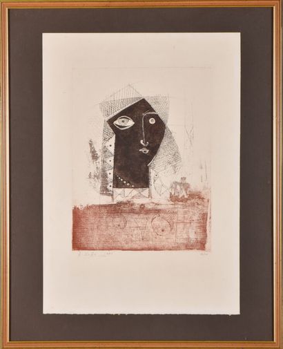  Abdel-Wahab MORSI (Né en 1931). 
Nubienne, 1971. 
Aquatinte sur papier. 
signé et...