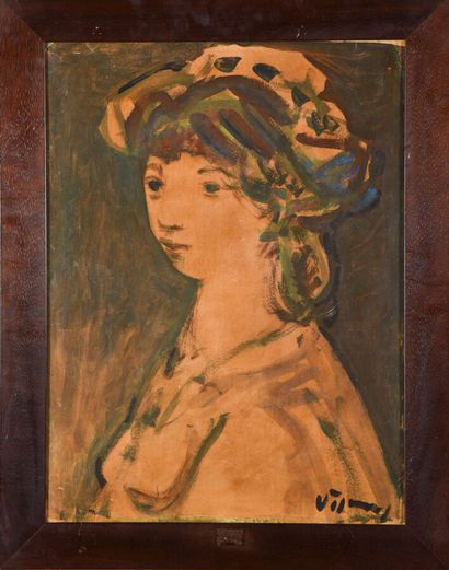 null Sylvain VIGNY (1903-1970).

Profile de femme.

Huile sur papier collé sur carton.

Signé...