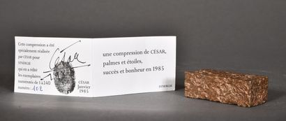  CESAR (1921-1998). 
Palmes et étoiles, 1985. 
Compression en bronze à patine rouge...