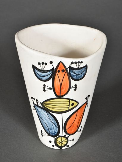 null Vase de Roger Capron à Vallauris, à décor orange, jaune et bleu.

Circa 1960.

H....
