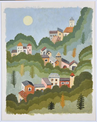 null Robert PERNIN (1895-1975).

Village en montagne.

Gouache sur papier.

48 x...