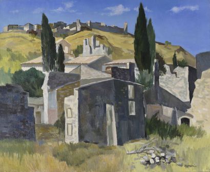  Maurice STOPPANI (1921-2014). 
Rochermaure (Ardèche). 
Huile sur toile 
Signé en...