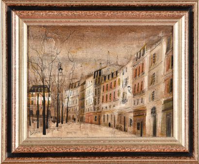  Georges DAMIN (1942). 
Place parisienne. 
Huile sur toile. 
Signé en bas à gauche....