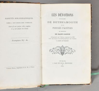 null SAINT - OGNON of. THE DEVOTIONS OF MADAME DE BETHZAMOOTH AND THE PIOUS FACETS...