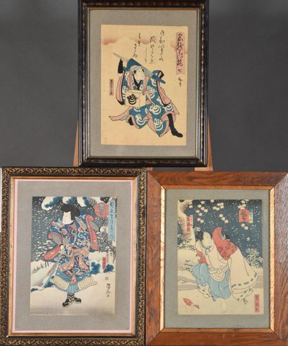 Three chuban tate-e prints, two by Yoshitaki,...