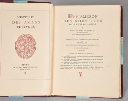 null VALOIS Marguerite de. HEPTAMÉRON DES NOUVELLES DE LA REINE DE NAVARRE. Préface...