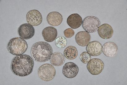  FRANCE. LOT of 21 royal coins in silver and billon ( 2 francs, 1/2 franc, 1/4 franc...