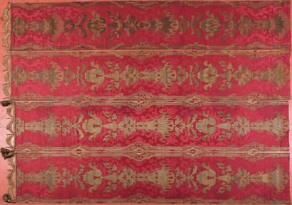 Set of four panels of hanging in brocade,...