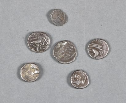  GAULE. LOT of 6 silver coins ( 5 deniers and an obole de marseille ), B and TB