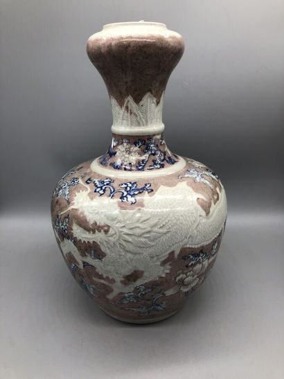 Vase with large body and high neck with bulbous...