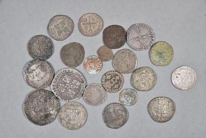 null FRANCE. LOT of 21 royal coins in silver and billon ( 2 francs, 1/2 franc, 1/4...