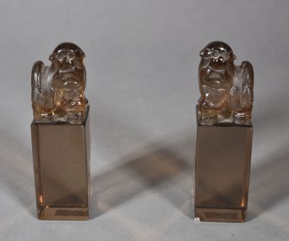Two smoked rock crystal seals decorated with...