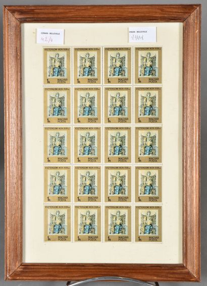 null Four frames with a sheet of stamps from MACAO, RUSSIA & HUNGARY. Stamp value...