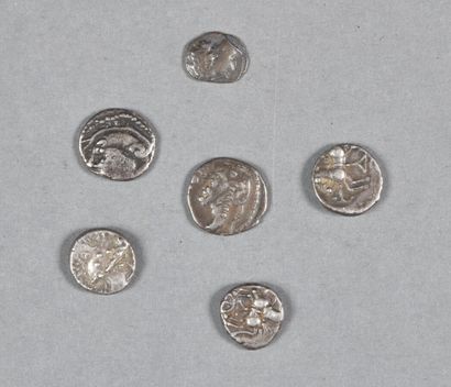  GAULE. LOT of 6 silver coins ( 5 deniers and an obole de marseille ), B and TB